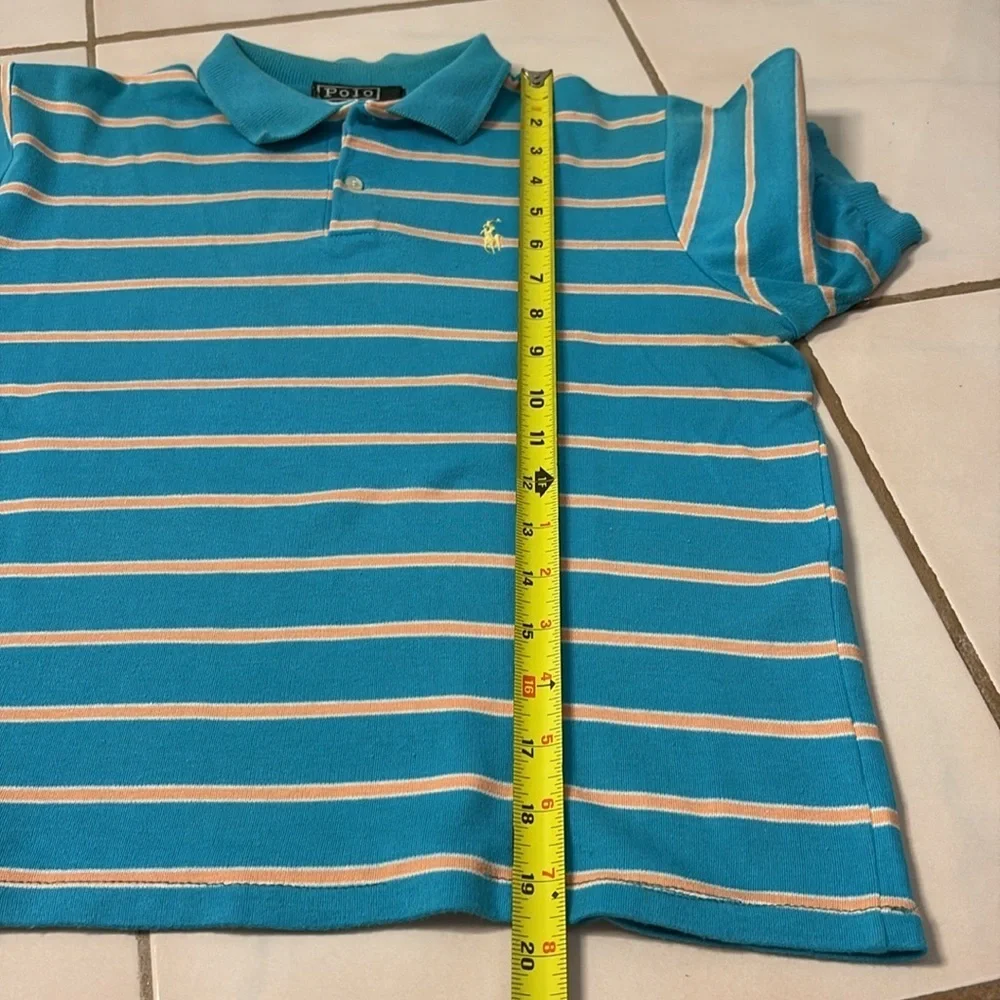Vintage Ralph Lauren Teal and Peach Polo Shirt. Child’s 18. Y2K - Picture 8 of 11